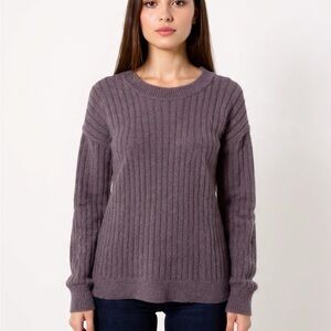 Ribbed Crewneck Sweater in Mauve - Women's Sweater